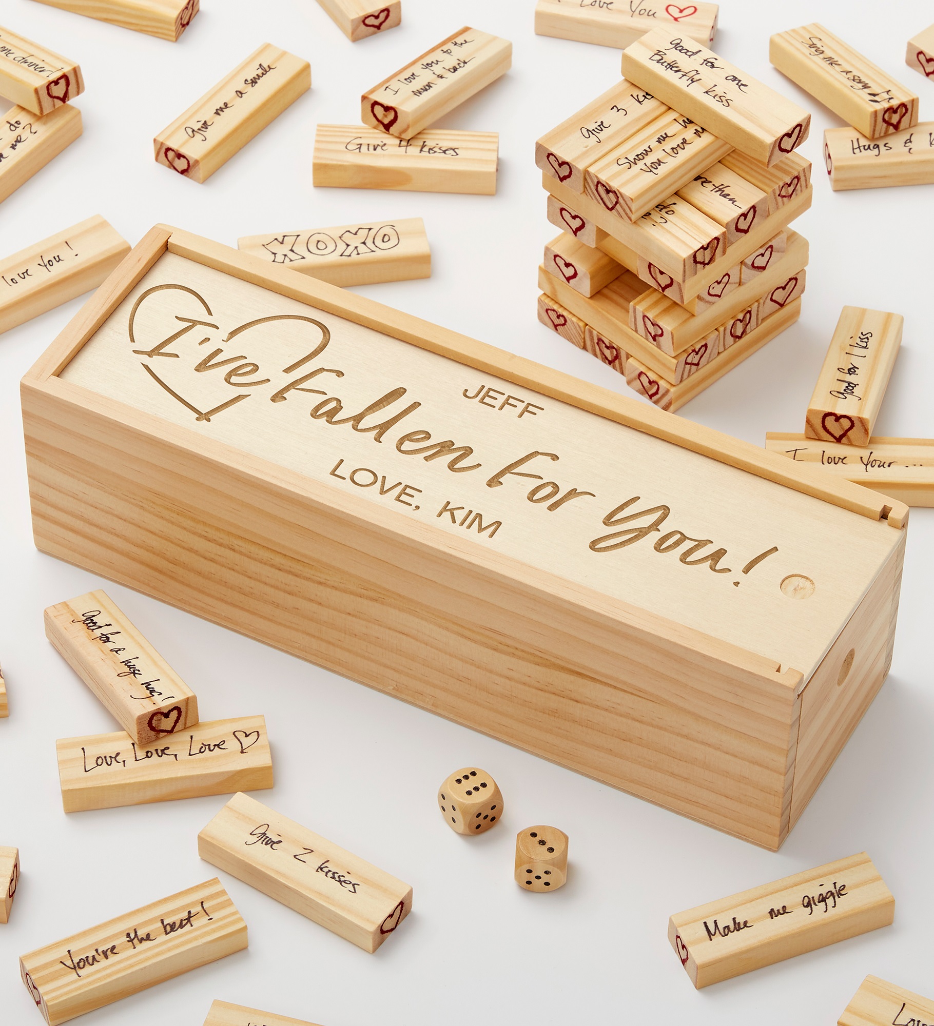 Our Love Personalized Jumbling Tower Game with Wood Case